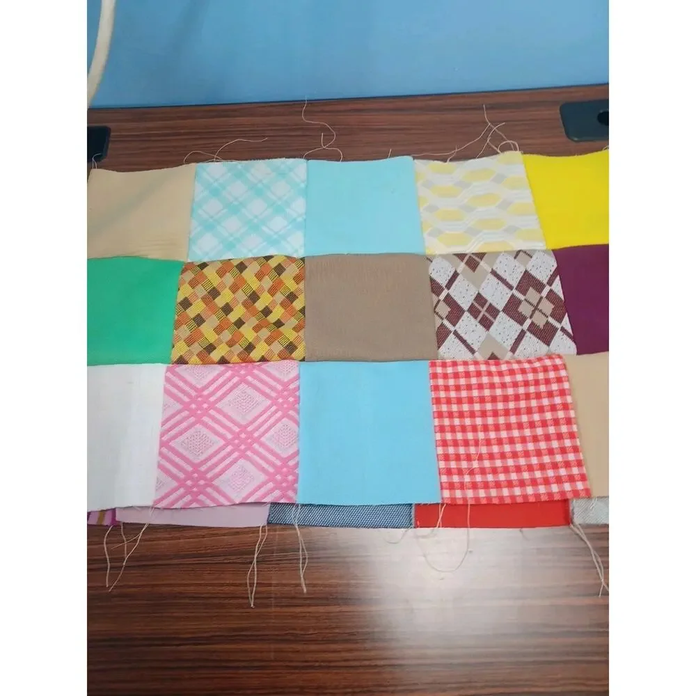 Vintage Patches Lot Of 54 Quilting Colorful 1970's - 80's Patchwork Scrap Quilt